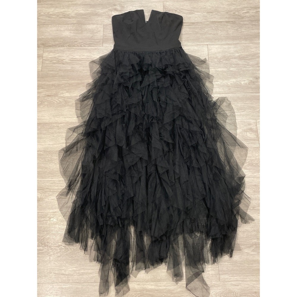 Whimsigoth Coquette Dark Romantic Women Maxi Dress XL Tiered Tulle Strapless